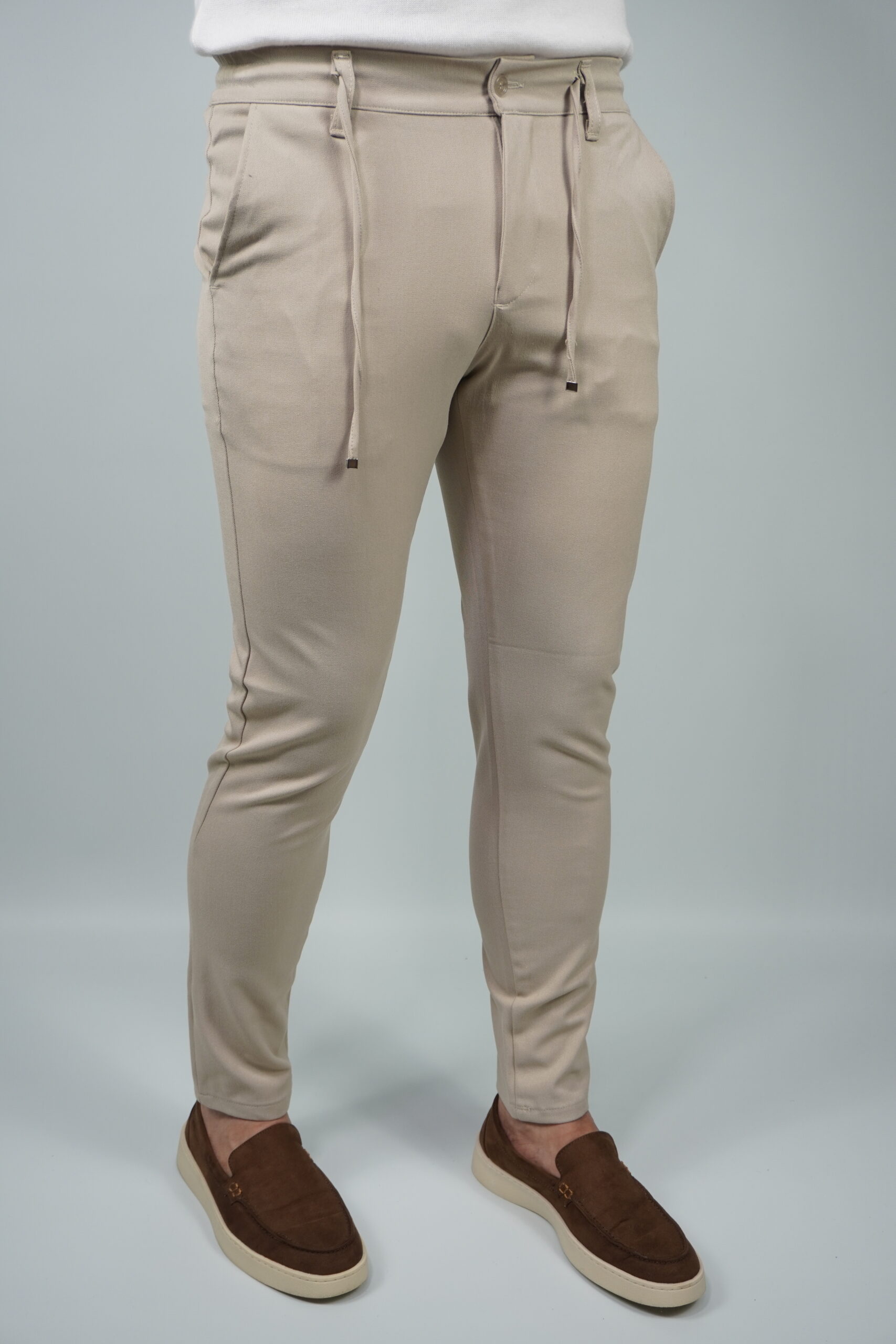 Men's Slim-Fit Trousers with Drawstring Waist