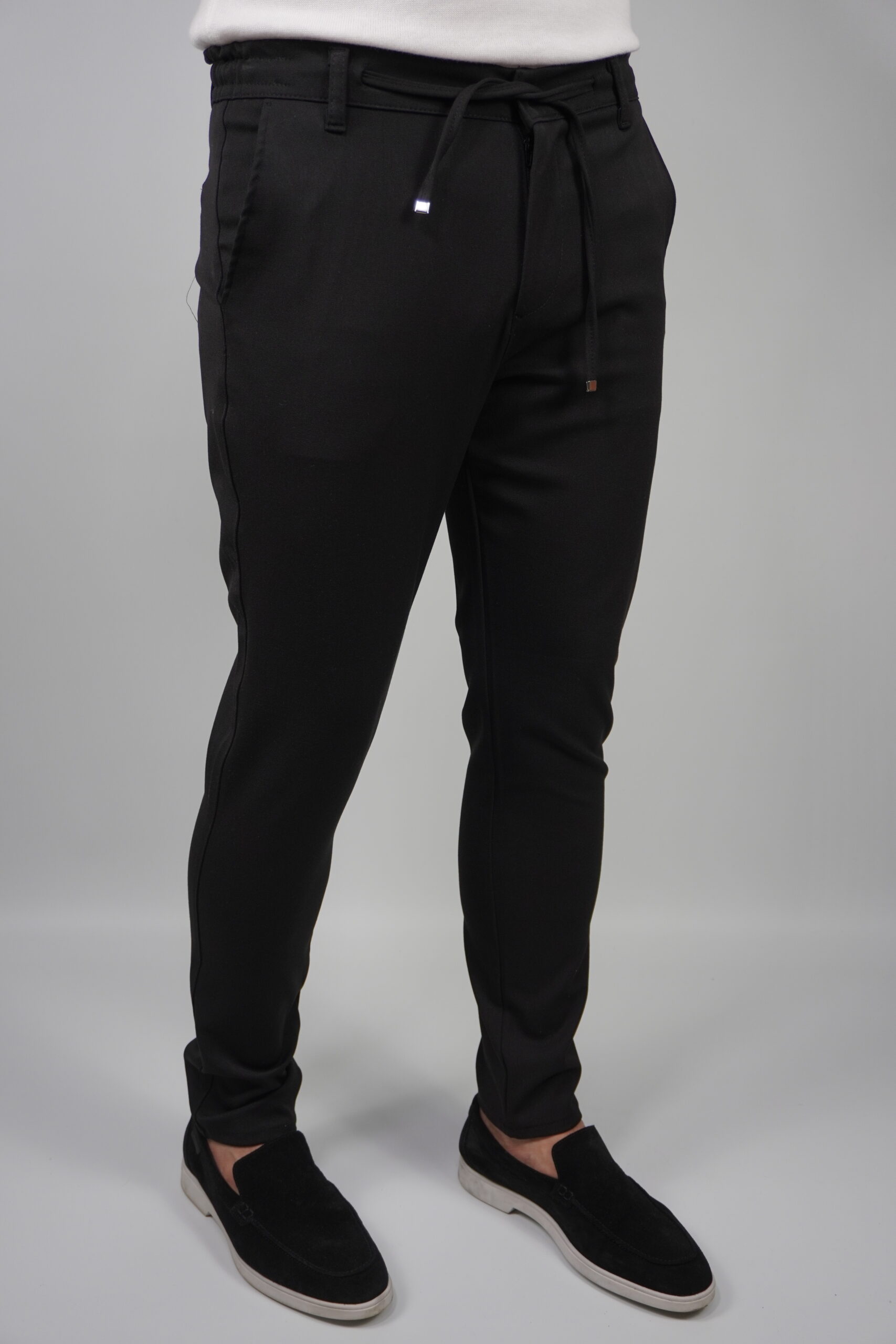 Men's Slim-Fit Trousers with Drawstring Waist - Image 3